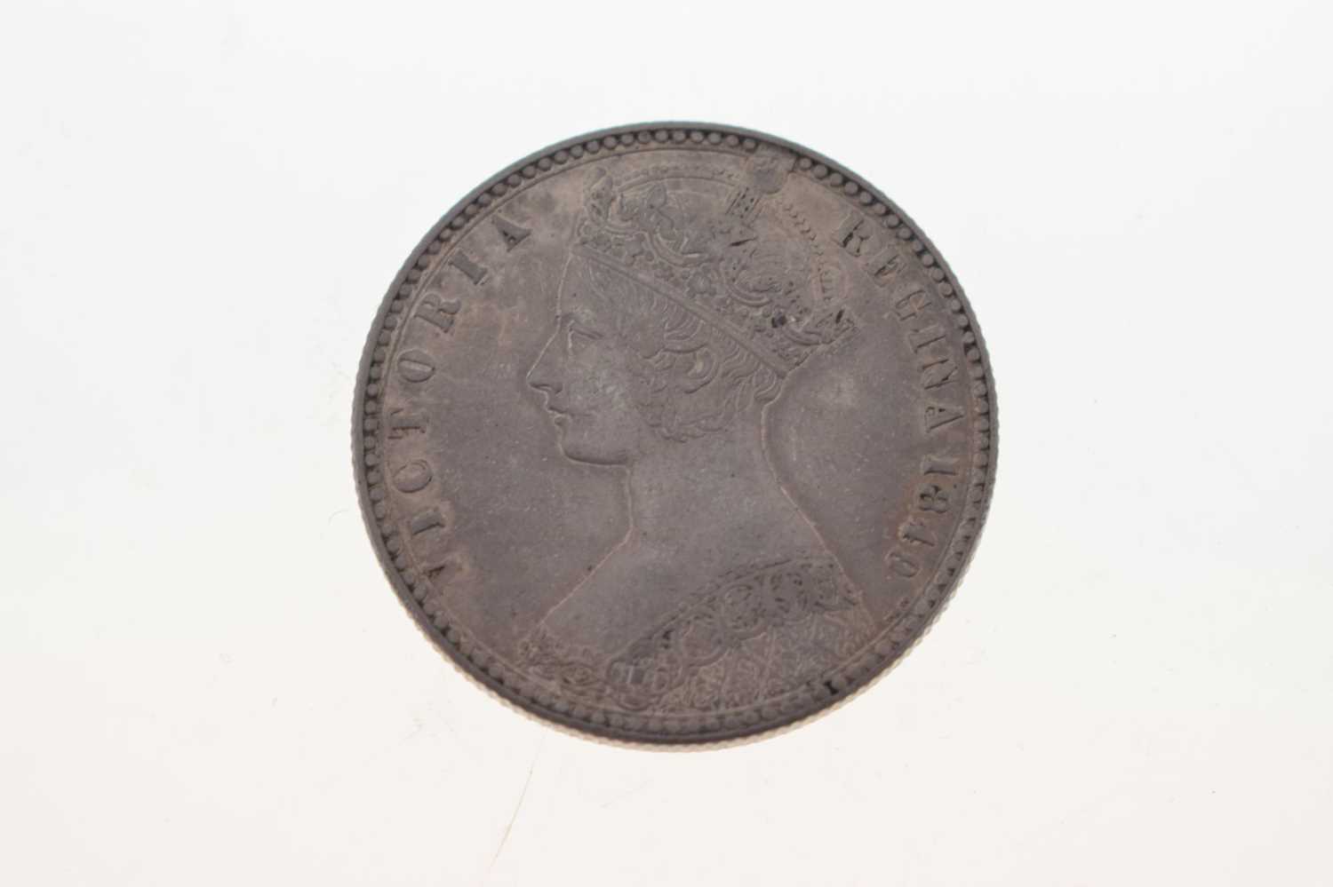 Queen Victoria silver crown and a 'Godless' silver florin - Image 7 of 9