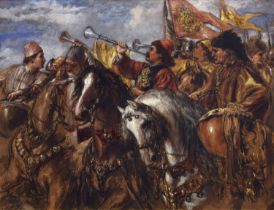 Sir John Gilbert P.R.A. (1817-1897) - Watercolour - 'All the Banners'