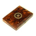 Tortoiseshell shell purse with silver inlay crest