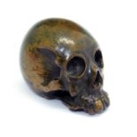 Japanese bronze skull paperweight