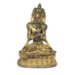 Small and fine early Tibetan gilt bronze figure of a bodhisattva