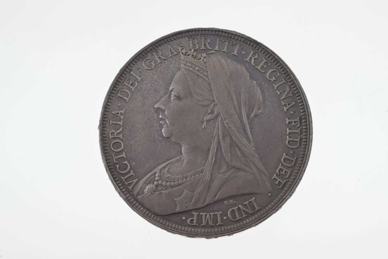Queen Victoria silver crown and a 'Godless' silver florin - Image 6 of 9