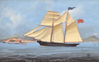 19th Century gouache on paper - Maritime study