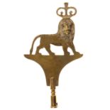 West Country Friendly Society brass staff head, cast as a lion with crown