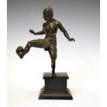 Unusual South East Asian bronze of a Sepak Takraw player