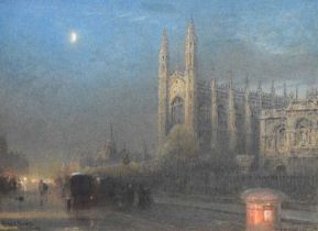 Albert Goodwin R.W.S. (British, 1845-1932) - Watercolour - 'King's Parade Cambridge'