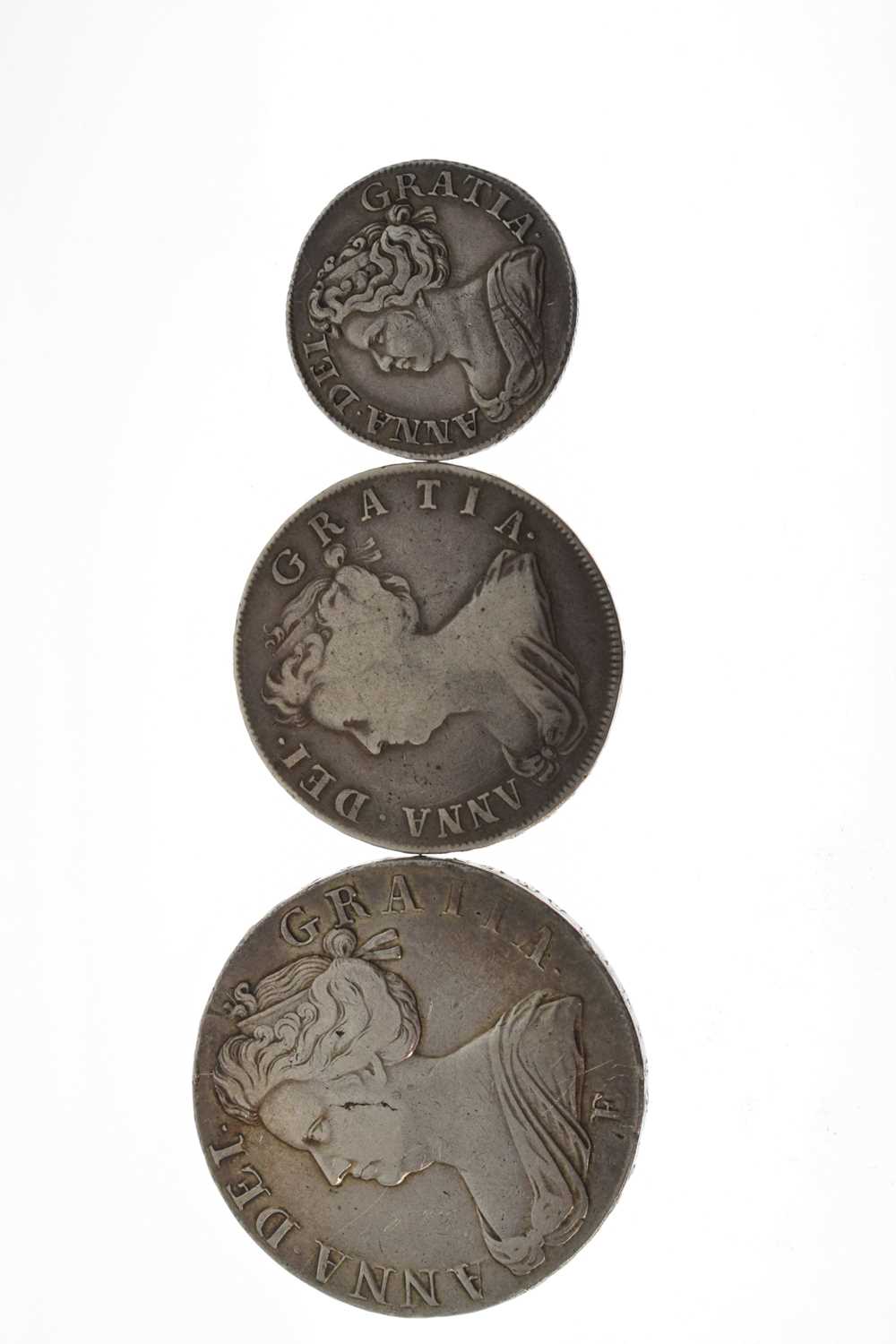 Three Queen Anne silver coins - Image 5 of 12