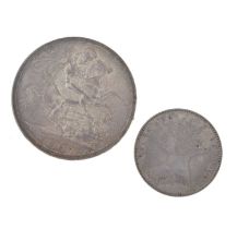 Queen Victoria silver crown and a 'Godless' silver florin