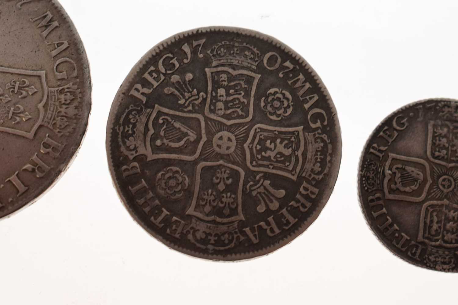 Three Queen Anne silver coins - Image 3 of 12