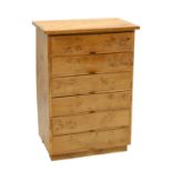 Craftsman-made pippy oak six-drawer chest