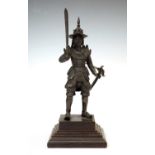 South East Asian bronze figure of an armoured warrior
