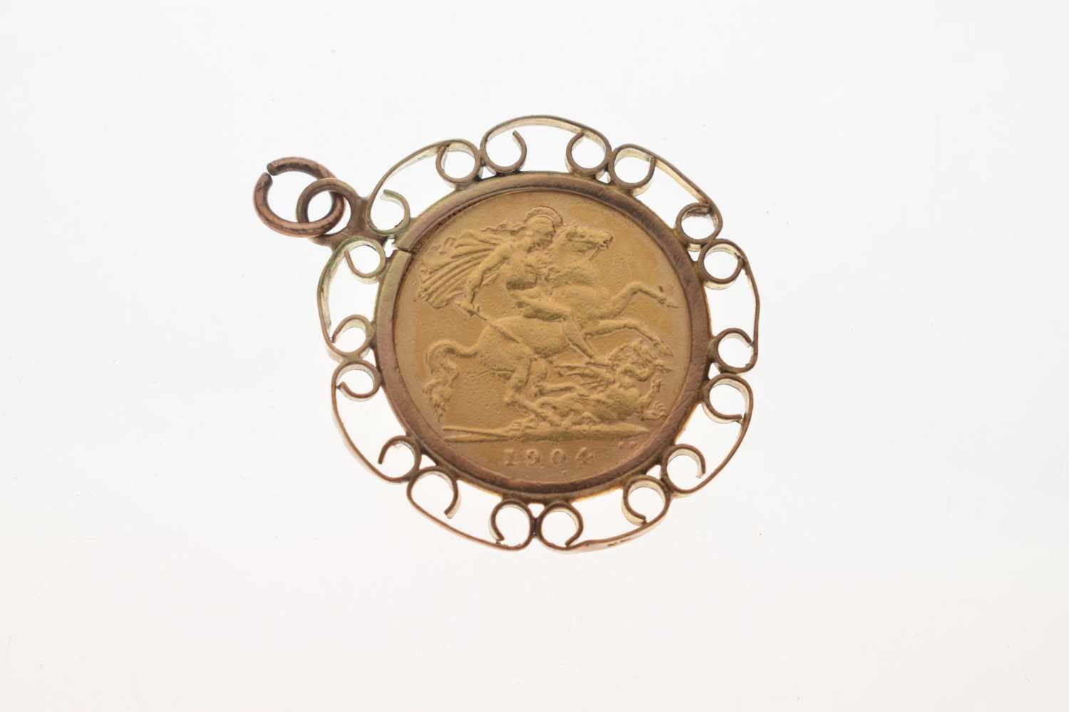 Edward VII half gold sovereign 1904, in pendant mount - Image 6 of 6