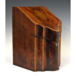 George III figured mahogany serpentine-fronted cutlery box