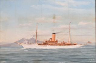 Antonio de Simone (Italian, fl.1860-1900) - Watercolour - Steam yacht Iolanda