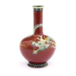 Japanese red ground cloisonné dragon vase