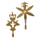 Two West Country Friendly Society brass staff heads