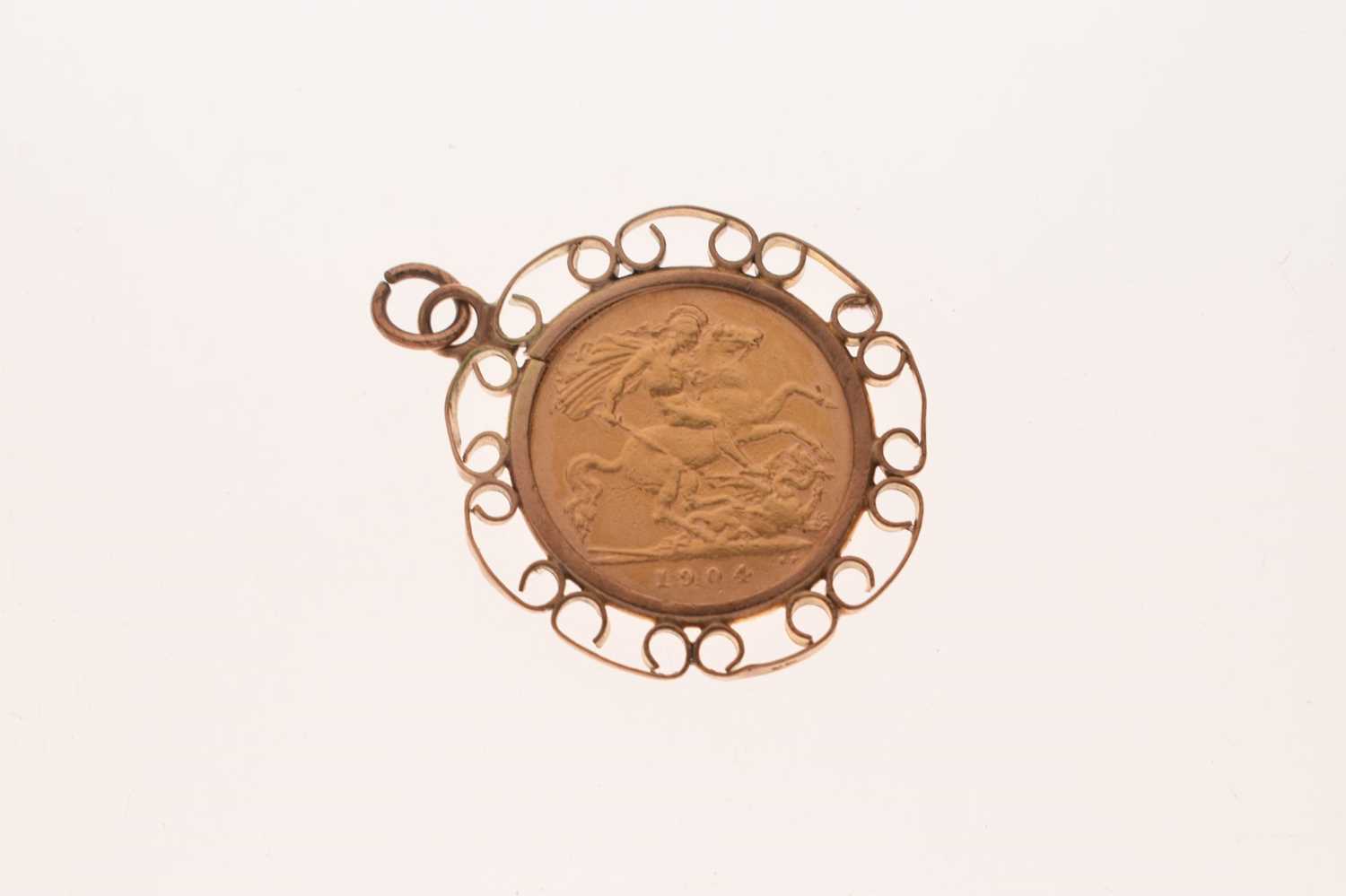 Edward VII half gold sovereign 1904, in pendant mount - Image 5 of 6