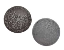 Two Charles II silver crowns