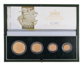 Royal Mint Gold Proof four-coin Sovereign Set, 2005