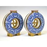 Pair of Royal Worcester miniature moon flasks