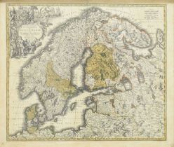 Matthias Seutter - 18th Century engraved map of Scandinavia