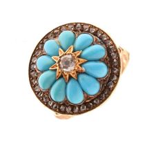 Diamond and turquoise Victorian cluster ring