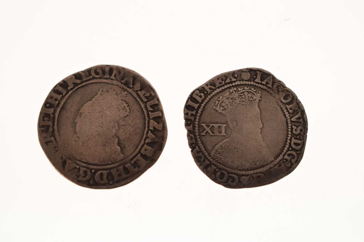 Elizabeth I silver shilling and a James I silver shilling - Image 4 of 8