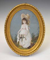 Early 19th Century English School - Oil on sheet metal - Portrait of a young girl