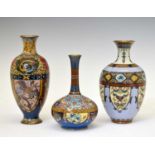 Three Japanese cloisonné vases