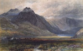 Edmund Morison Wimperis (1835-1900) - Watercolour - 'Lake Ogwen and the Glyders'