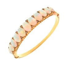 Edwardian opal and diamond hinged bangle