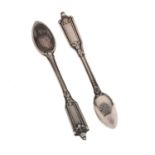 Pair of continental silver miniature spoons