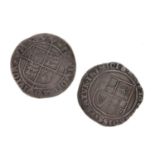 Elizabeth I silver shilling and a James I silver shilling