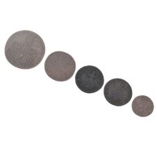 Five George II coins
