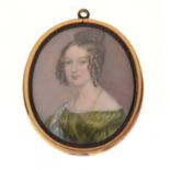 19th Century English School oval portrait miniature of a lady