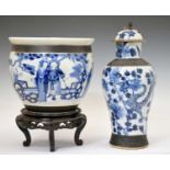 Chinese crackleware vase and jardinière