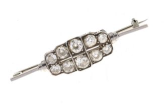 Ten-stone diamond bar brooch