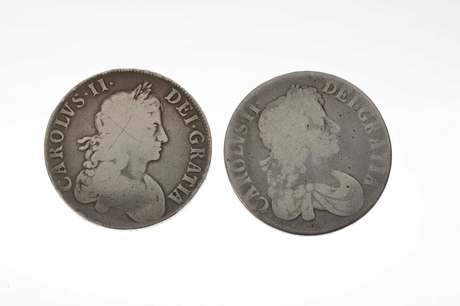 Two Charles II silver crowns - Image 4 of 9