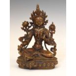 Tibetan turquoise-inset bronze figure of Tara
