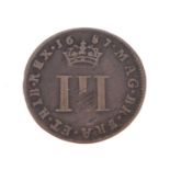 James II silver threepence 1687