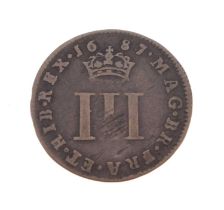 James II silver threepence 1687