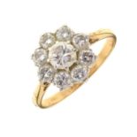 Nine-stone diamond cluster ring