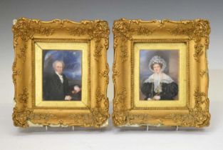 Attributed to William Hudson, (fl. 1803-1846) - Pair of portrait miniatures on ivory