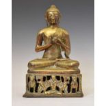 Large South East Asian (Thai or Cambodian) gilt copper alloy figure of Buddha