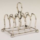 Edward VII silver toast rack with loop handle