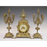 Late 19th century French three-piece clock garniture