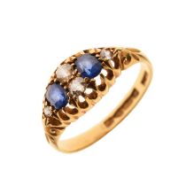 Edwardian sapphire and diamond 18ct gold ring