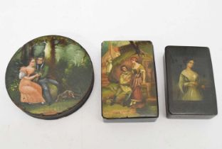 Three 19th century lacquer boxes