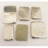 Five silver cigarette cases and a shagreen cigarette case