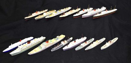 Group of model ocean liners/ cruise ships